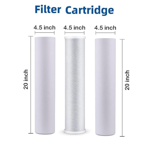 PUROSIS PUROSIS Whole House Main-Line Water Filtration System (10″×4.5″ Triple Big Blue Housing)