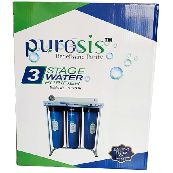 PUROSIS PUROSIS Whole House Main-Line Water Filtration System (10″×4.5″ Triple Big Blue Housing)